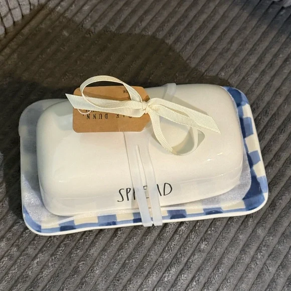 Rae Dunn White and Blue 'Spread' Butter Dish - Picture 2 of 6